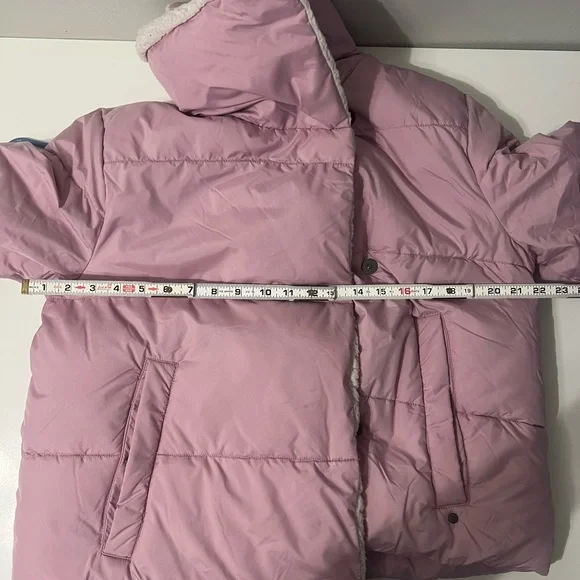 UGG Light Pink Puffer Jacket with Cream Faux Fur - Picture 5 of 8